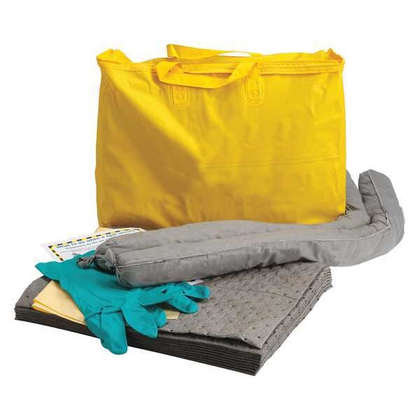 Condor Spill Kit, 5 gal Volume Absorbed per Kit, 5 gal Capacity, Bag, Yellow - 35ZR73