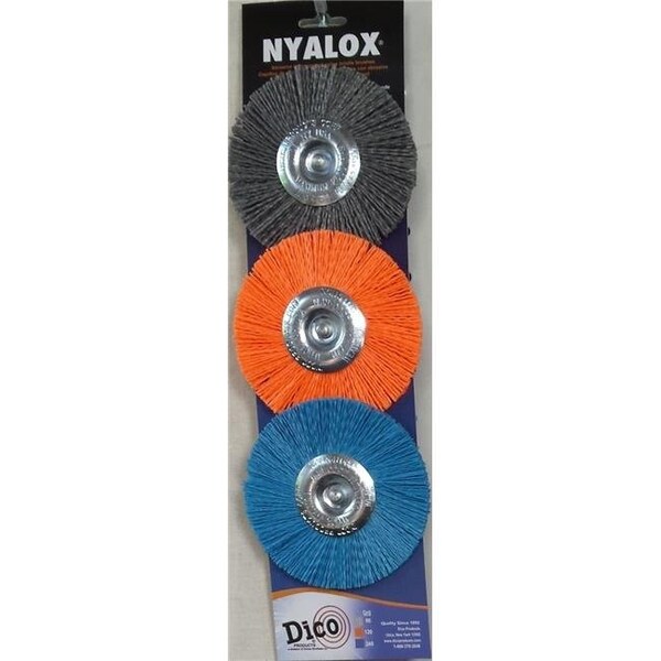 Dico Dico 7500039 Nyalox 4 in. Mandrel Mounted Radial Wheel Brush - Pack of 3 - 7500039