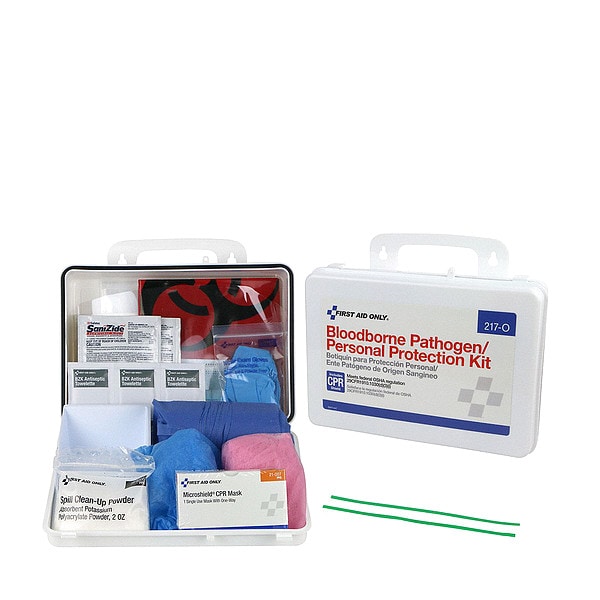 First Aid Only Bloodborne Pathogen Kit, Not Applicable Volume Absorbed per Kit, Bag, White - 217-O