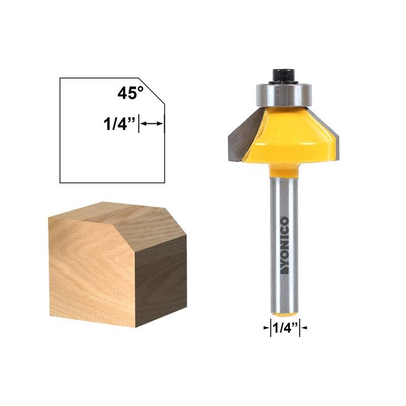 Yonico Broca para Router con Punta de Carburo de 45-1/4 pulgadas y Forma de Chaflán - 13104q