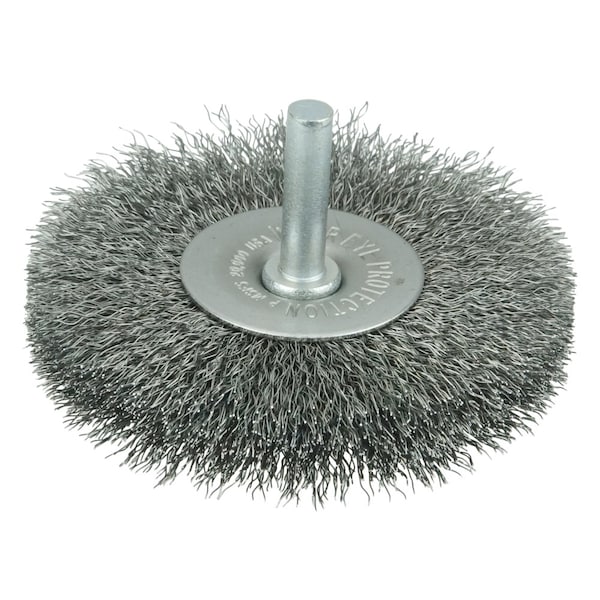 Weiler 3" Wire Radial Wheel, .008" Stainless Steel Fill, 1/4" Stem - 17978