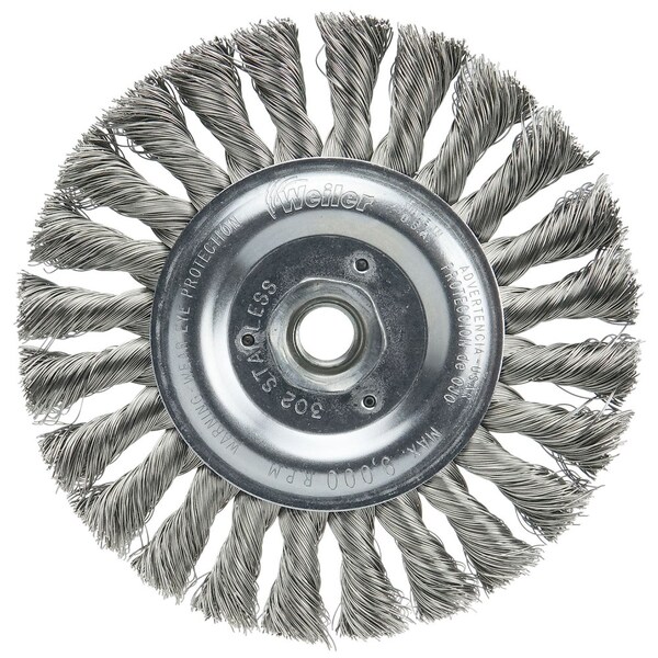 Weiler 6" Standard Twist Knot Wire Wheel, .016" Fill, 5/8"-11 UNC Nut - 8346
