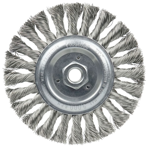 Weiler 6" Standard Twist Knot Wire Wheel, .016" Fill, 5/8"-11 UNC Nut - 8346