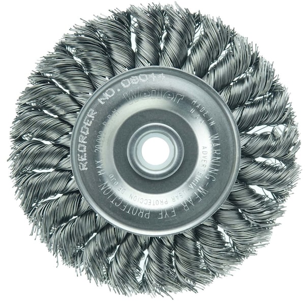 Weiler 4" Standard Twist Knot Wire Wheel, .014" Steel Fill, 1/2"-3/8" - 8044