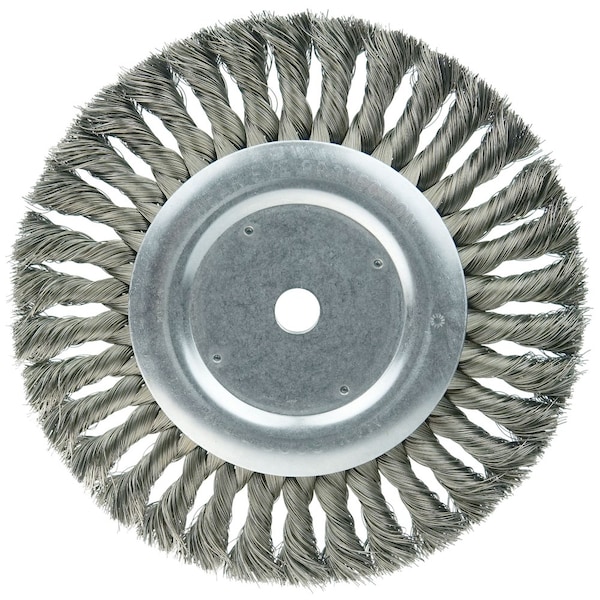 Weiler Wolverine 8" Knot Wire Wheel, .023" Steel Fill, 5/8" Arbor Hole - 36279