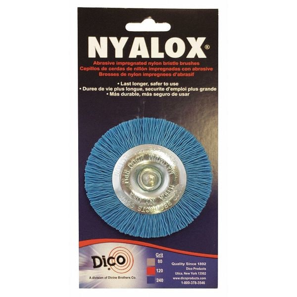 Nyalox By Dico Nyalox Wheel Brush, 240 Grit, Blue, 3" - 7200018