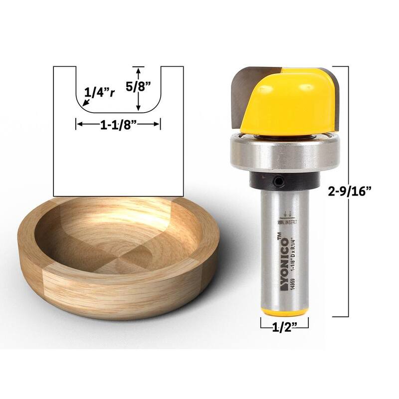 Plantilla de tazón y bandeja Yonico 1-1/8 pulg. de diám. 1/2 pulg. de caña broca fresa con punta de carburo - 14959