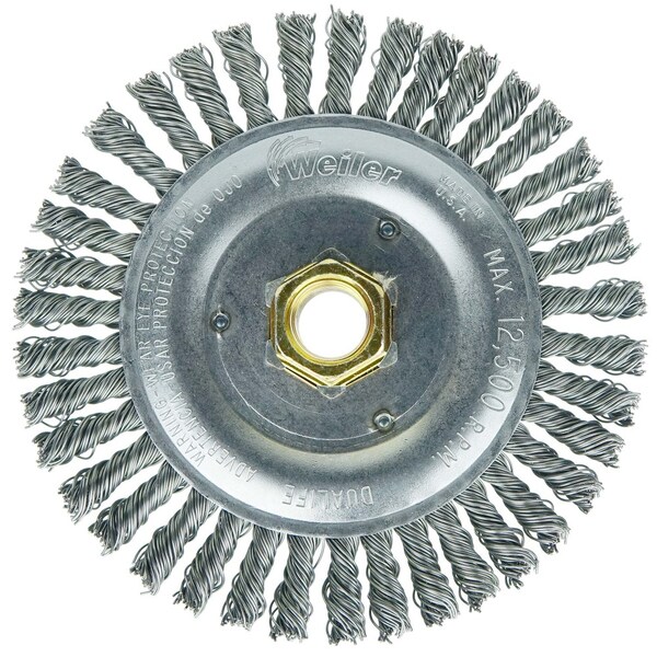 Weiler Dually 5" Brush, .020" Steel Wire Fill, 5/8"-11 UNC Double-Hex - 79802