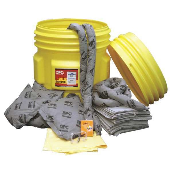Brady Spill Kit, 63 gal Volume Absorbed per Kit, 65 gal Capacity, Drum, Yellow - SKA65