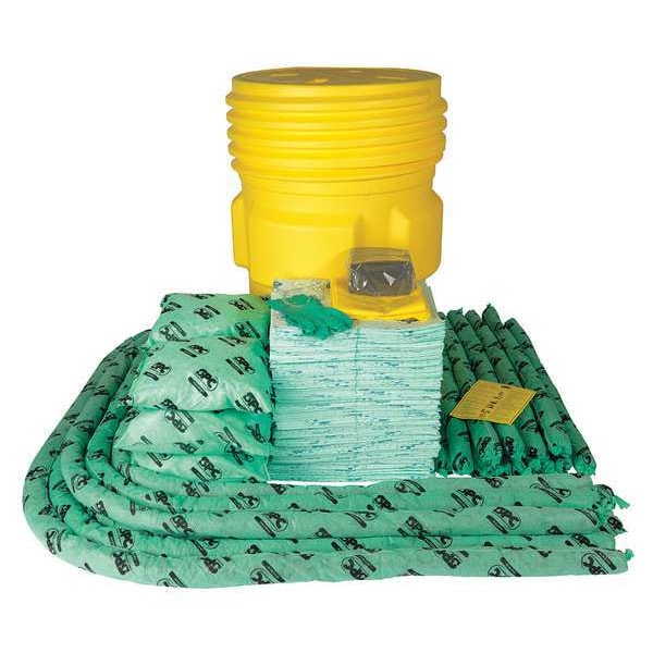 Brady Spill Kit, 82 gal Volume Absorbed per Kit, 95 gal Capacity, Drum, Yellow - SKH-95