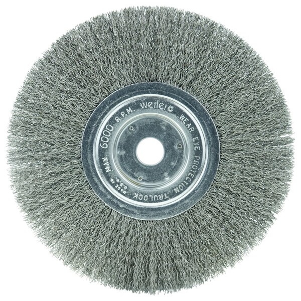 Weiler 8" Narrow Face Crimped Wire Wheel, .0118" Steel Fill, 3/4" Arbor Hole - 1168