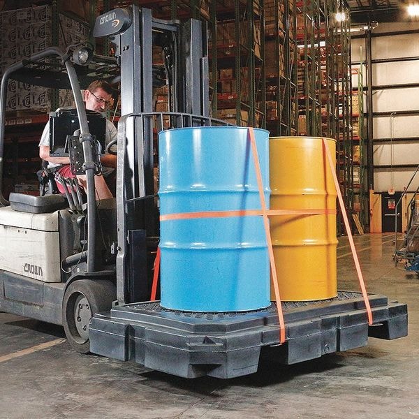 Pig Spill Pallet, 66 gal Spill Capacity, 2 Drums, 4,500 lb Load Capacity - PAK604-BK-WD