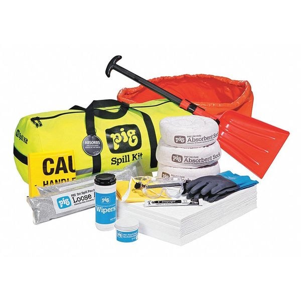 Pig Spill Kit, 10 gal Volume Absorbed per Kit, Not Applicable Capacity, Bag, Yellow - KIT629