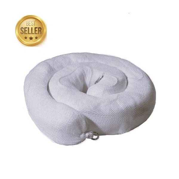 M&B Absorbents Oil Absorbent Boom, 32 Gal. Absorbency, 10 ft, White, 4PK - 11508