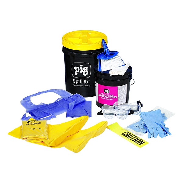 Pig Spill Kit, 2 gal Volume Absorbed per Kit, 5 gal Capacity, Bucket, White - KIT501