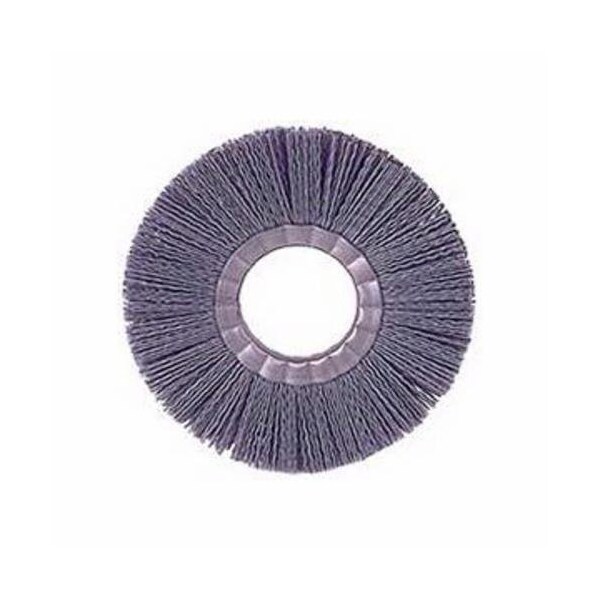 Nylox Wheel Brush, 8 in Brush Dia, 5/8 in Face W, 2 in Arbor Hole, Crimped/Round Filament/Wire Type, 0.022 - 20630
