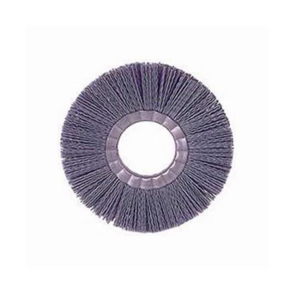 Nylox Wheel Brush, 8 in Brush Dia, 5/8 in Face W, 2 in Arbor Hole, Crimped/Round Filament/Wire Type, 0.022 - 20630