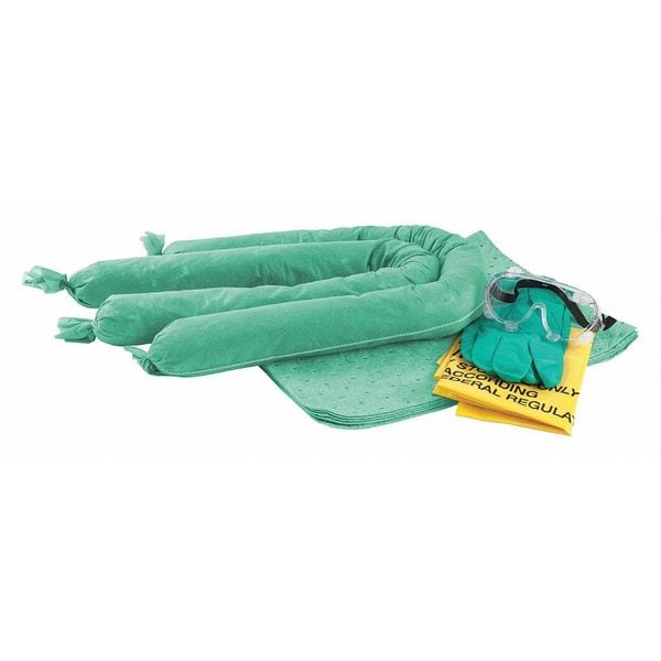 Brady Spill Kit, 3 gal Volume Absorbed per Kit, 5 gal Capacity, Bag, Green, 28 - SKH-BSC