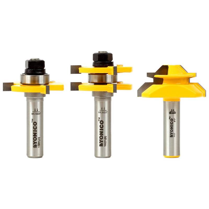 Juego de 3 puntas de carburo para router con vástago de 1/2 pulgadas de Yonico Joinery - 15321