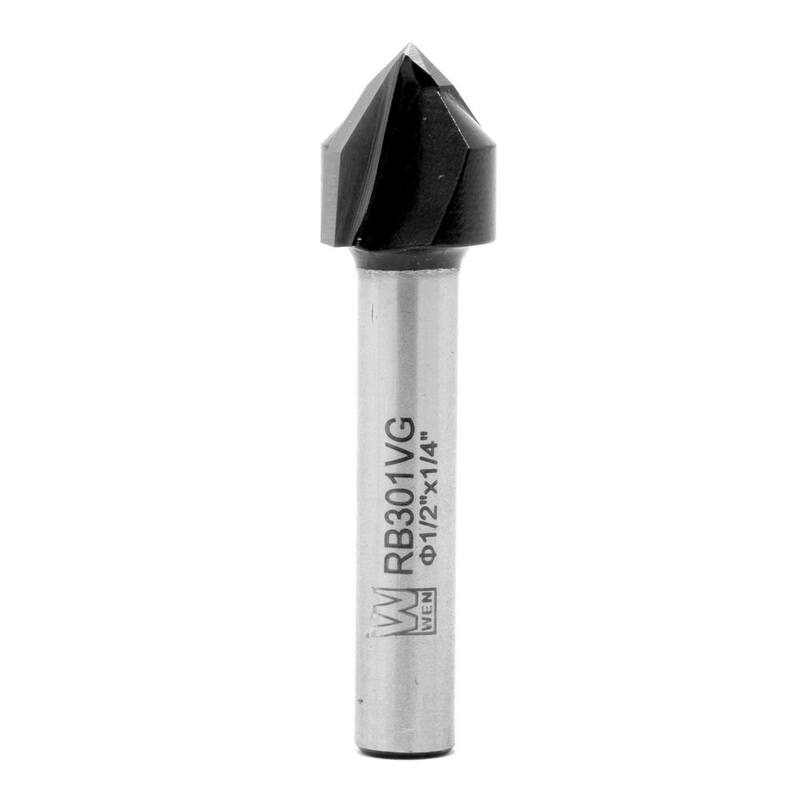 Broca para router con punta de carburo de 1/2 pulgadas con corte en V, con vástago de 1/4 de pulgada y longitud de corte de 1/2 pulgada - RB301VG