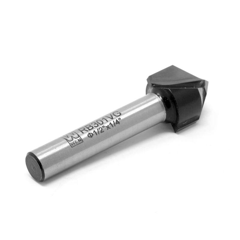 Broca para router con punta de carburo de 1/2 pulgadas con corte en V, con vástago de 1/4 de pulgada y longitud de corte de 1/2 pulgada - RB301VG