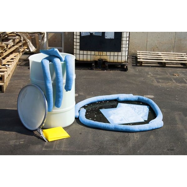 Spilfyter Spill Kit, 43 gal Volume Absorbed per Kit, 55 gal Capacity, Drum, Blue, 224 - 322055