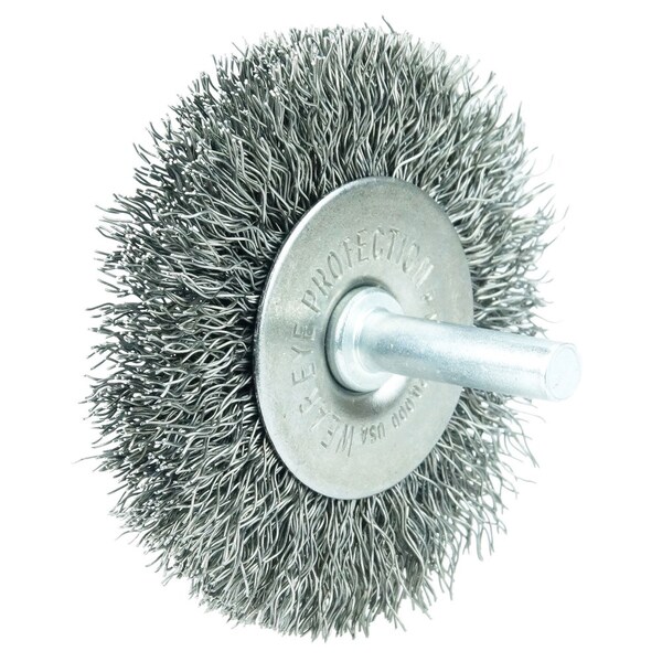 Weiler 2-1/2" Wire Radial Wheel, .0118" Steel Fill, 1/4" Stem - 17961