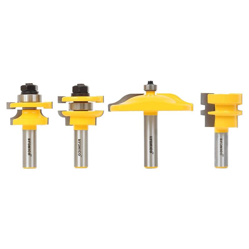 Juego de brocas para router con punta de carburo para puertas de gabinete con panel elevado de Yonico (4 piezas) - 12432