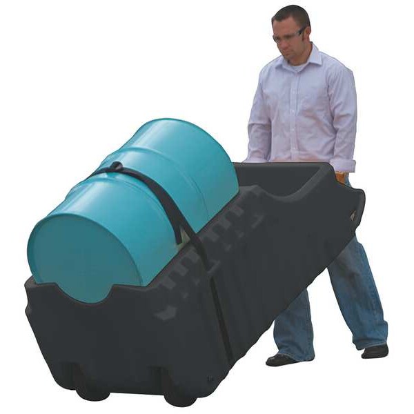 Justrite Spill Containment Indoor/Outdoor Drum Caddy, Fits 55 Gallon Drums, Black - 28665 - 28665