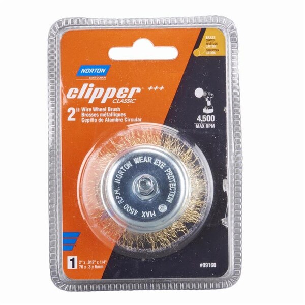 Norton Co 2 in. Clipper Coarse Crimped Wire Wheel Brush - Brass 4500 rpm - 2027354