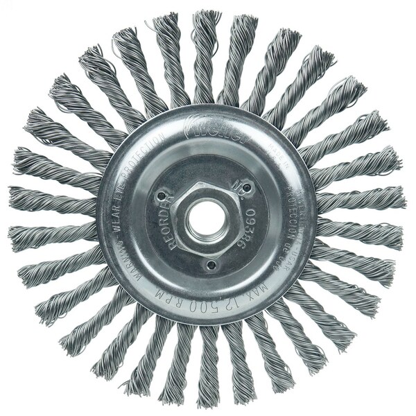 Weiler Roughneck Jr. 6" Cleaning Brush, .023" Steel Wire Fill, 5/8"-11 UNC - 9386
