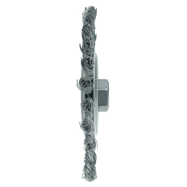 Weiler Roughneck Jr. 6" Cleaning Brush, .023" Steel Wire Fill, 5/8"-11 UNC - 9386