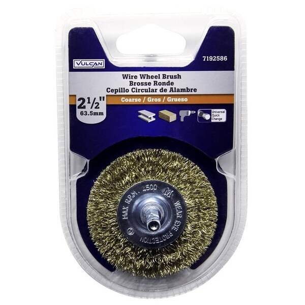 Vulcan Wire Wheel Brush, 2-1/2 in Dia, 1/4 in Arbor/Shank - 321741OR