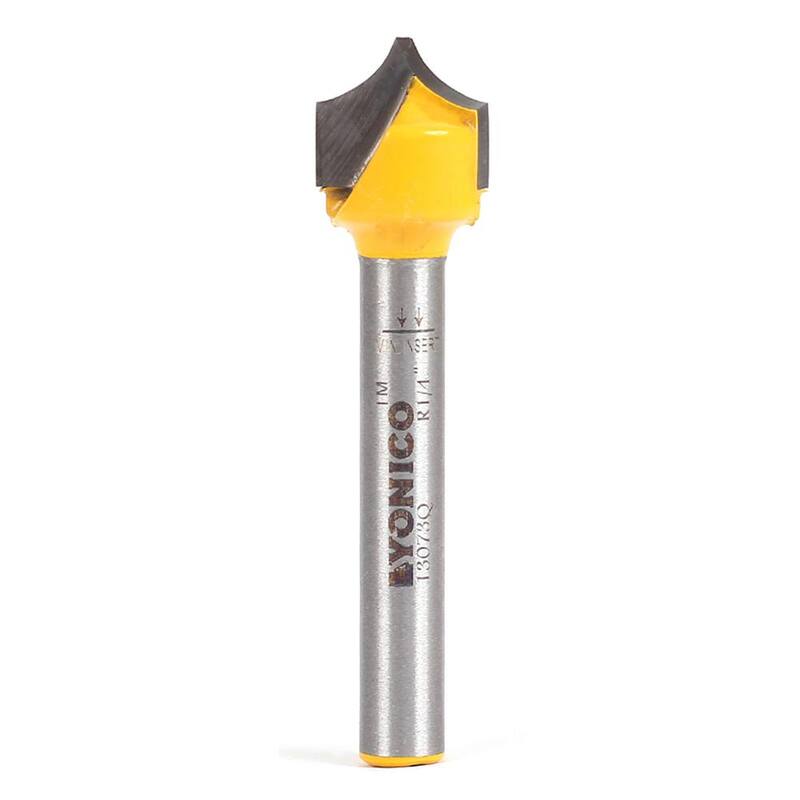 Yonico Punto de corte redondeado para ranuras con radio de 1/4 pulgadas y vástago de 1/4 pulgadas - Broca de enrutador con punta de carburo - 13073q