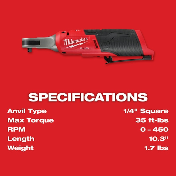 Milwaukee Tool M12 FUEL 1/4 in. High Speed Ratchet (Tool Only) - 2566-20