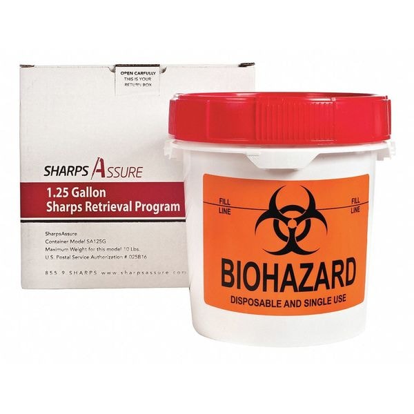 Sharps Assure Sharps Container, 1 gal., Red, Snap Lid - SA125G