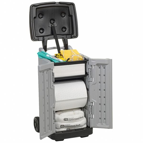 Pig Spill Kit, 20 gal Volume Absorbed per Kit, 20 gal Capacity, Cart, Gray - KIT4901