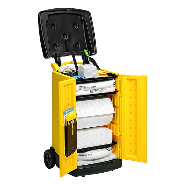 Pig Spill Kit, 43 gal Volume Absorbed per Kit, Not Applicable Capacity, Cart, Yellow, 1 - KIT821