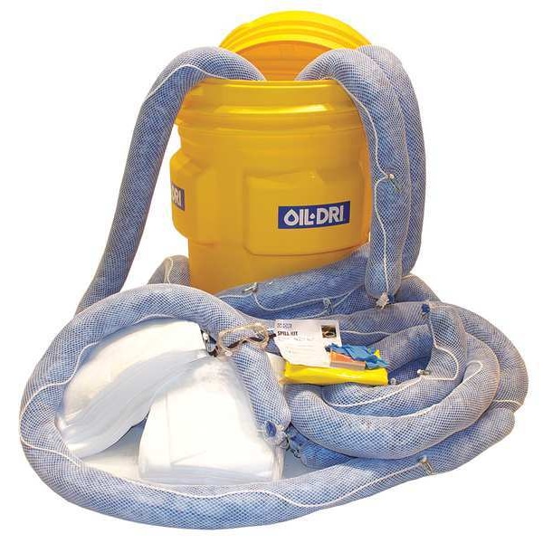 Oil-Dri Spill Kit, 78 gal Volume Absorbed per Kit, 95 gal Capacity, Drum, Yellow - L90943G