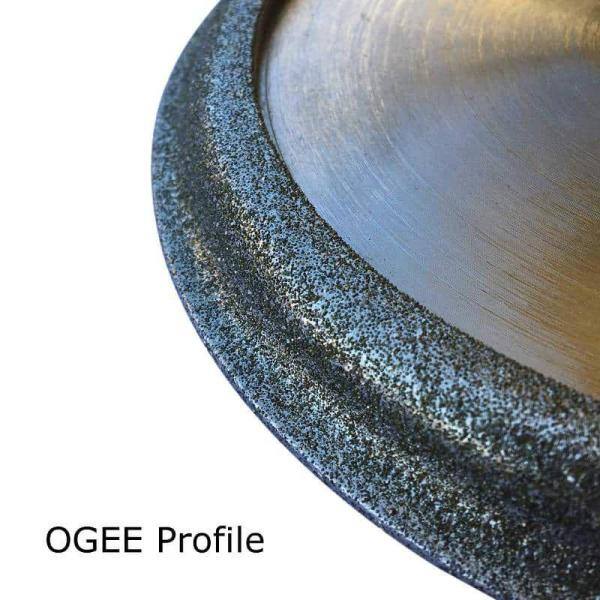 Ruedas perfiladoras de diamante electroplateado en forma de Ogee de 8 pulgadas para albañilería para sierras de azulejo, grano #40/50, solo húmedo, con eje de 5/8 pulgadas - PW08OGEEA5_THD.