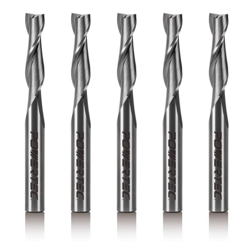 Broca espiral de carburo sólido para router de 1/4 de pulgada x 1/4 de pulgada, para uso en CNC, carpintería y herramientas de router (paquete de 5) - 73002-P5N