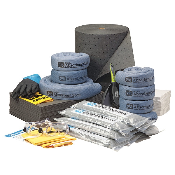 Pig Spill Kit Refill, 45 gal Volume Absorbed per Kit, Not Applicable Capacity, Box, Gray/Blue, 1 - RFL820