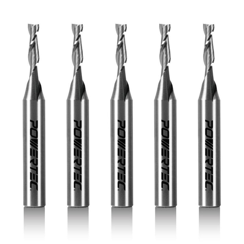 Broca de enrutador espiral de carburo sólido con vástago de 1/8 pulgadas x 1/4 pulgadas y corte ascendente, para CNC y herramienta de enrutador, casquillo de enrutador (paquete de 5) - 73003-P5N
