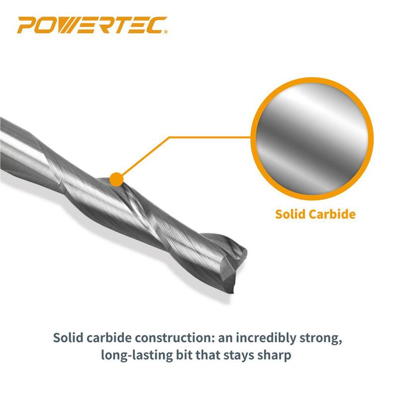 Broca de enrutador espiral de carburo sólido con vástago de 1/8 pulgadas x 1/4 pulgadas y corte ascendente, para CNC y herramienta de enrutador, casquillo de enrutador (paquete de 5) - 73003-P5N