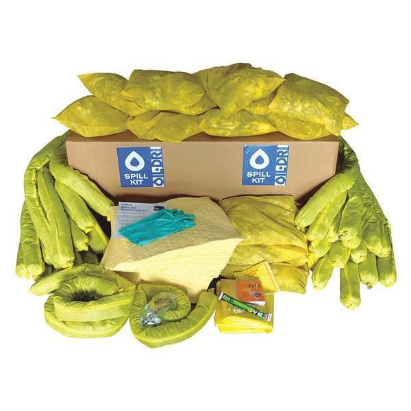 Oil-Dri Spill Kit, 78 gal Volume Absorbed per Kit, 95 gal Capacity, Box, Brown - L90415RG