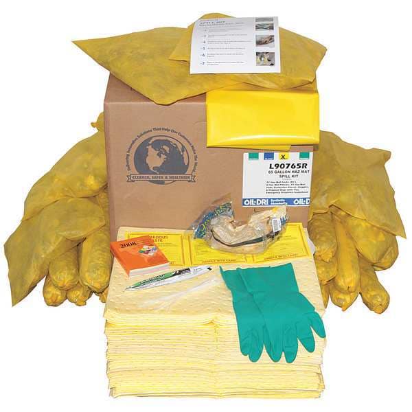 Oil-Dri Spill Kit Refill, 61 gal Volume Absorbed per Kit, Box, White - L90765R