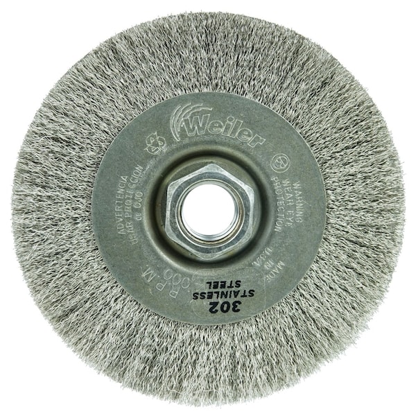 Weiler 4" Narrow Face Crimped Wire Wheel, .006 Fill, 5/8"-11 UNC Nut - 156