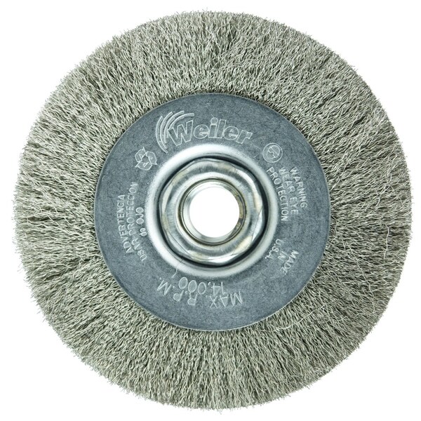 Weiler 4" Narrow Face Crimped Wire Wheel, .006 Fill, 5/8"-11 UNC Nut - 156