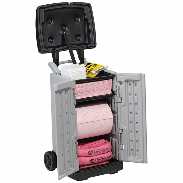Pig Spill Kit, 20 gal Volume Absorbed per Kit, 20 gal Capacity, Cart, Gray - KIT3901