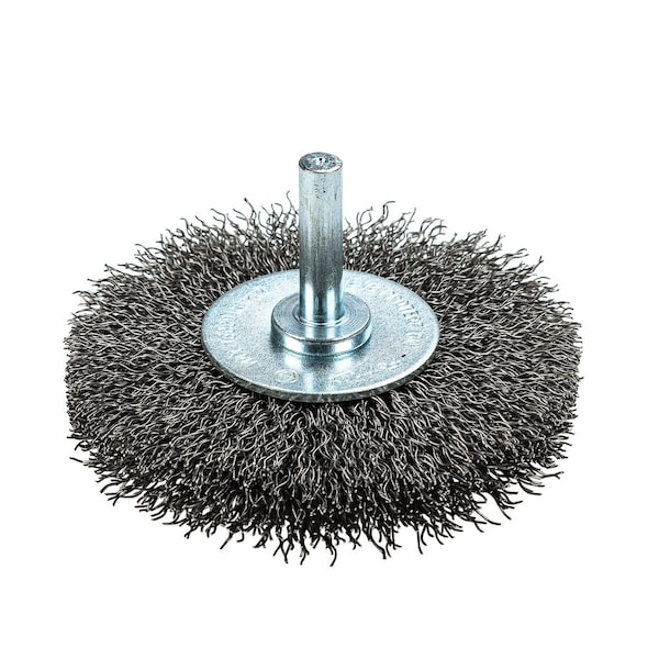 Forney Command PRO Wire Wheel, Crimped, 3 in x .014 in x 1/4 in Shank - 60016